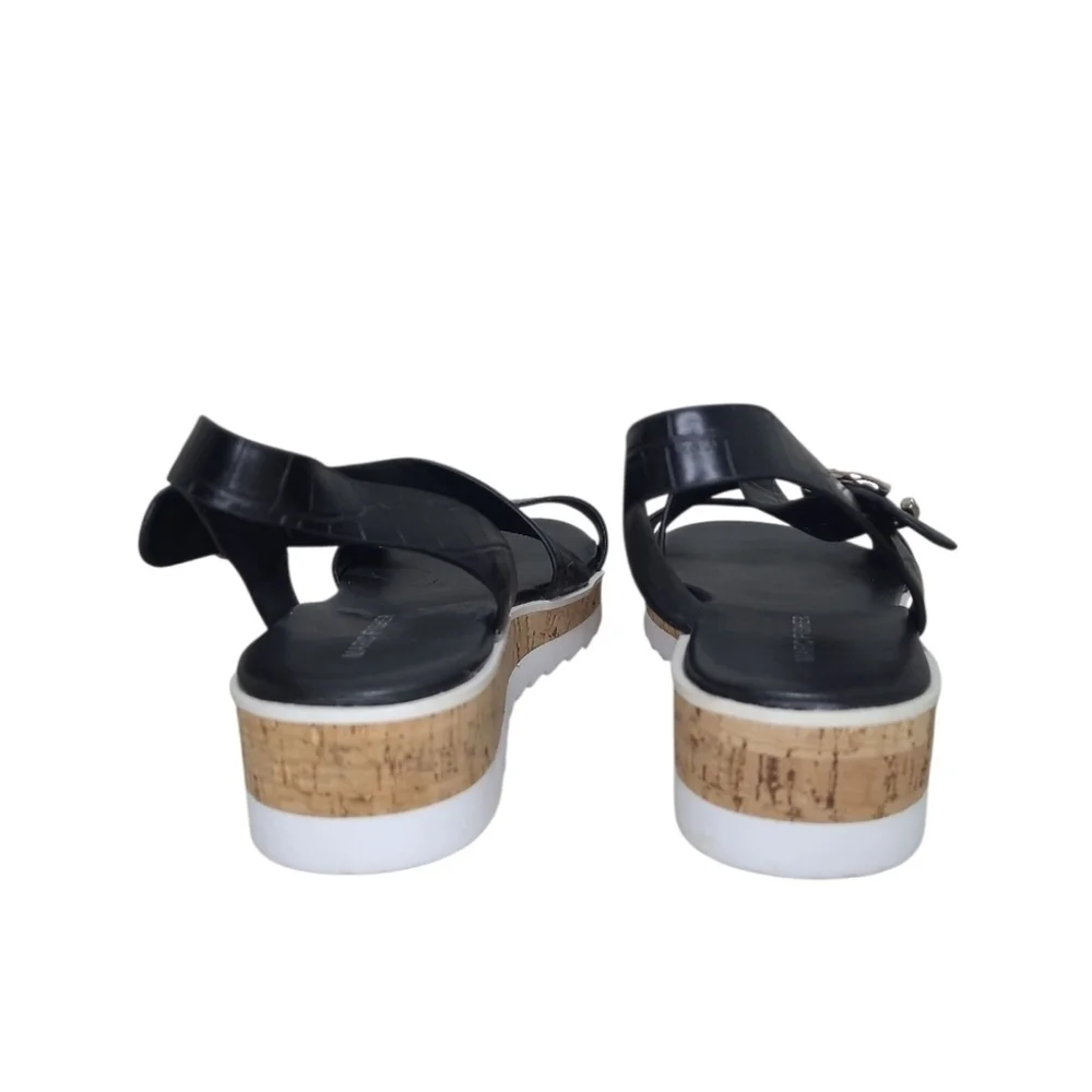 Marc Fisher Grandie Wedge Sandal Black Croc Print Size 9.5 M - Picture 5 of 11